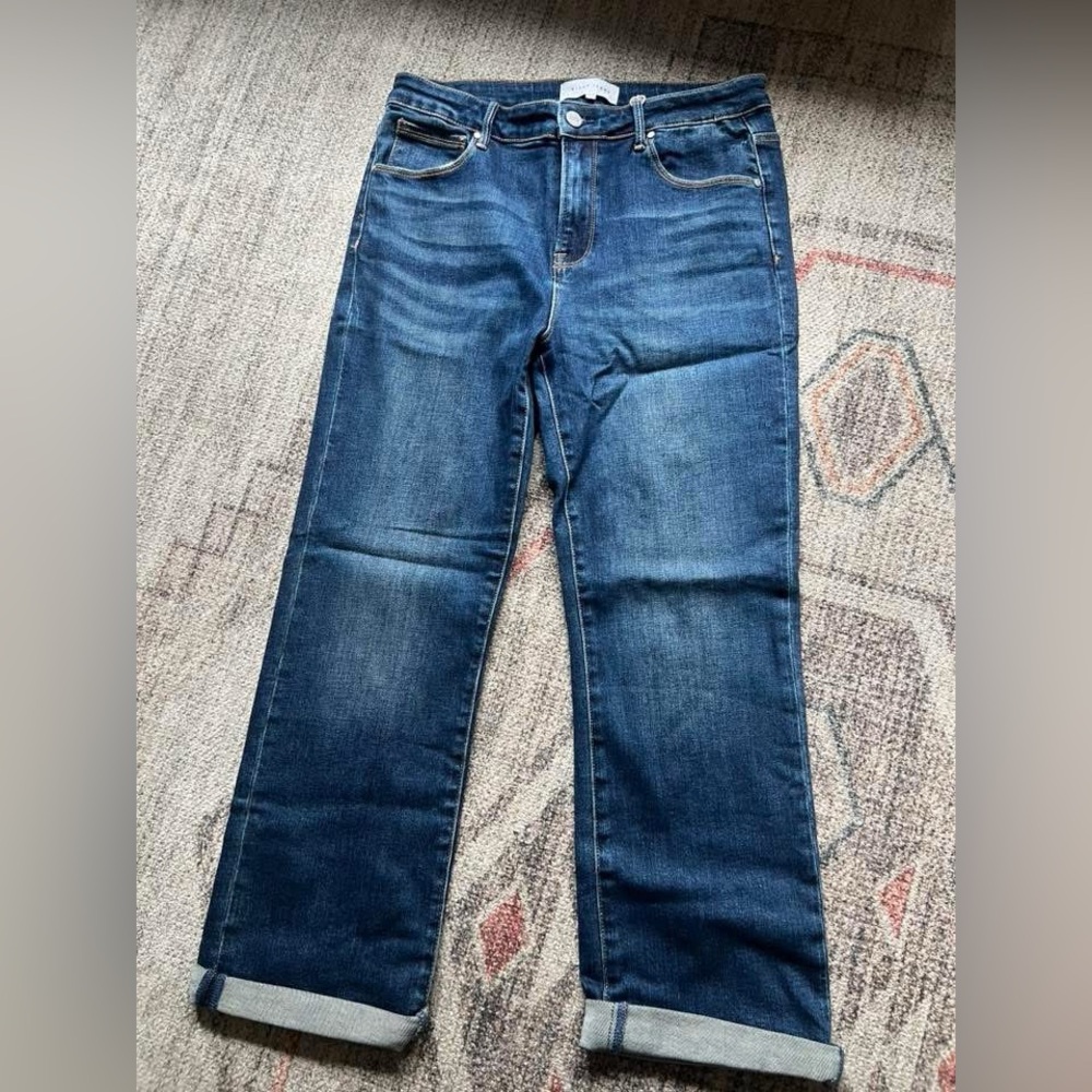 Risen slim ankle Straight Leg Jeans with Indigo Wash